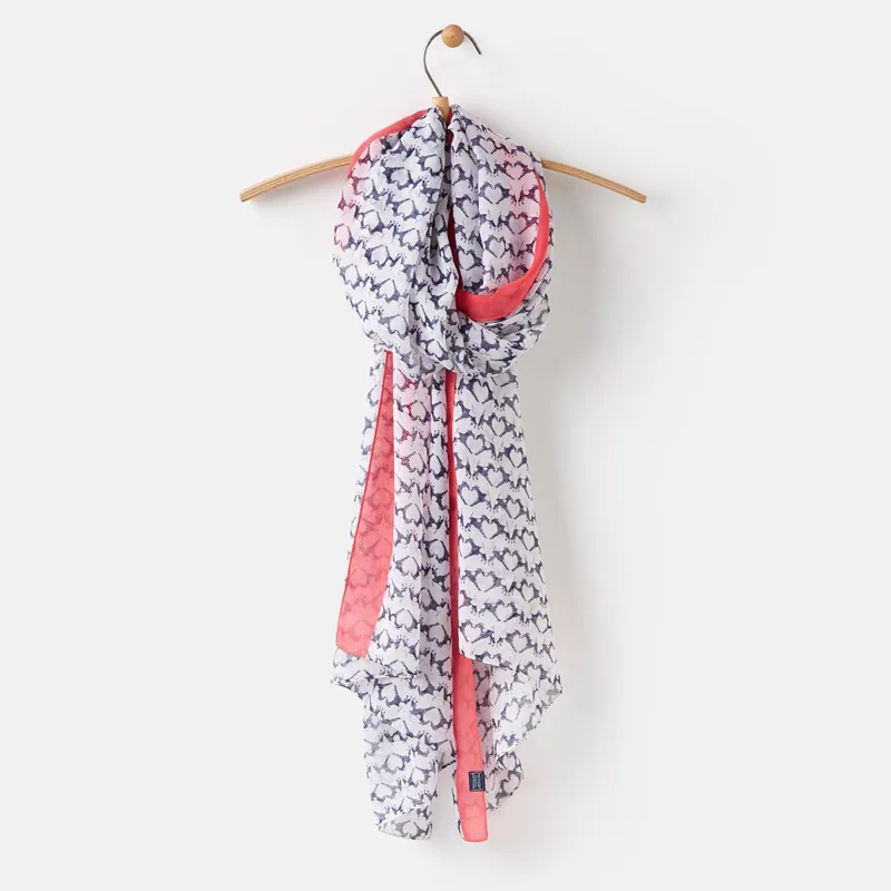 Joules Wensley Lightweight Printed Scarf - Cream Fox Terrier Geo